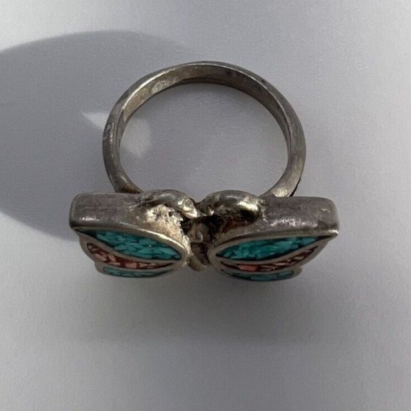 925 STERLING SILVER & OPAL BUTTERFLY  RING SIZE 4.5 - Picture 4 of 9